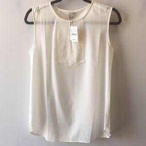 Never worn, Ivory J. Crew front slit blouse